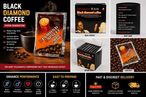Black diamond coffee sachets - black,